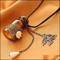 Wholesale Pendant Necklaces Pendants Jewelry Fashion Necklace Carved Long Leather Cord Retro Cork Wishing Bottle Sweater Chain Drop Delivery X3