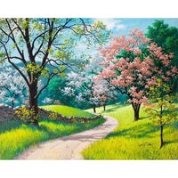 Wholesale Paintings SELILALI DIY Blooming Season Painting By Numbers Landscape Handpainted Oil Home Wall Art Canvas