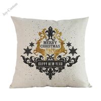 Wholesale Cushion Decorative Pillow Merry Christmas Black And Gold Deer Stocking Garland Pattern Case Home Sofa Festive Decoration Cushion Cover Holid
