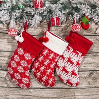 Wholesale Christmas Decorations Knit Hanging Stockings Home Decor Xmas Tree Party Shops Decoration Kids Gift Hoder Candy Sweets Sack