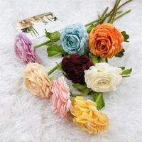 Wholesale Decorative Flowers Wreaths One Silk Ranunculus Asiaticus Flower Artificial Persian Buttercup Crowfoot For Wedding Home Floral Decoration