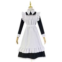 Wholesale Women Black and White Long Dress Gothic Style Maid Costume Outfit Lolita Dress Cute Girl Japanese Costume Party Dress Y0903