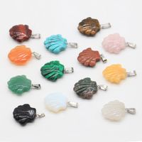 Wholesale 5pcs Mixed Colors Shape Stone Pendant Love Wish Shell Cylinder Arc Style Gemstone Pendants for Women Jewelry Gifts
