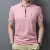 Wholesale Men s Polos Golf Polo Shirts For Men Summer Short Sleeve Zipper Lapel Tops Casual Slim Trend Good Quality Tees Hommes Clothing QXZD