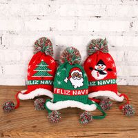 Wholesale Christmas Hats with Ear Muffs Sweater Santa Elk Knitted Beanie Hat Warm Cartoon Patteren Beanies Santas Gift For Kids New Year Supplies