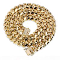 Wholesale 18K Real Gold Miami Cuban Link Chain Necklace Diamond Buckle Iced Out Zircon Hip Hop Jewelry Gift
