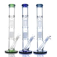 Wholesale 15 quot bongs two layer eight arm tree double perc hookah water pipe stunning heavy bong pipes