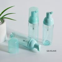 Wholesale 60ml Blue Foaming Pump Bottles Refillable Soap Foam Tubes Dispenser Cosmetic Beauty Packaging Mousse PET Material Face Cleaning Bottle