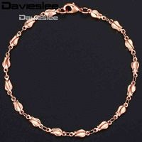 Wholesale Davieslee Trendy Gift Bracelet for Women Rose Gold Color Tulip Bud Bead Link Women s Jewelry mm cm cm Gb394a