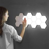 Wholesale Wall Lamps DIY Touch Sensitive Light Hexagonal Quantum Lamp Modular LED Night Hexagons Creative Decoration For Home