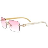 Wholesale Designer Diamond Buffalo Sunglasses Precious White Horn legs High end Luxury Aanti UV Glasses Male Nylon Lens