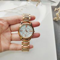 Wholesale Big Discount Clean Stock Round Case Copper Watch For Women White Rose Gold And Cute Dial Wide Band Wrist Watches Wristwatches