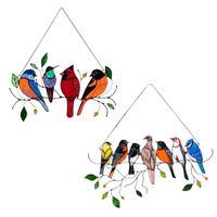 Wholesale Stained Glass Window Decoration Bird Cute D Wall Pendant Home Awning Decorative Objects Figurines