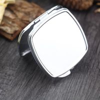 Wholesale 50pcs DIY Makeup Mirrors Iron Face Sublimation Blank Plated Aluminum Sheet Girl Gift Cosmetic Compact Mirror Portable Decoration