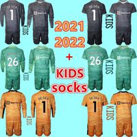 Wholesale New children GK DE GEA Soccer Jerseys HENDERSON long sleeves kids kit soccers shirt Goalkeeper boys youth Football uniforms
