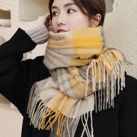 Wholesale Scarves Natural Wool Scarf For Women Plaid Winter Warm Wraps And Shawls Large Pashmina Poncho