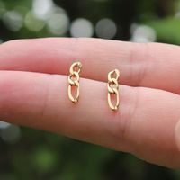Wholesale Stud Punk Figaro Chain Earrings Korean Fashion Jewelry Aretes De Mujer Stainless Steel Ear Studs Gold For Women Gift