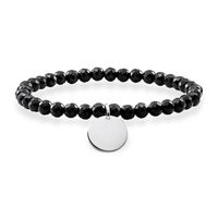 Wholesale 6mm Black Facet Onyx Beads Bracelets With Sterling Silver Round Disk Fashion DIY Bracelet Jewelry Gift For Women Men Beaded Stran