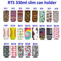 Wholesale Drinkware Handle Sublimation oz Slim Can Cooler Sleeves Holder Neoprene Insulated Tall Straight Covers Pouch oz standard Beers Coolers