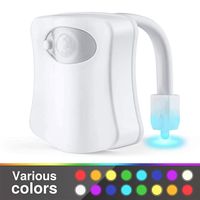 Wholesale DHL Toilet Night Light LED Smart Lamp Bathroom Human Motion Nightlight Activated PIR Colours Automatic RGB Backlight