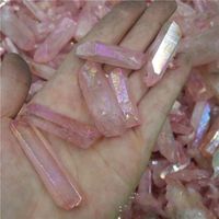 Wholesale 5pcs Arts and Crafts Drop natural rose titanium aura quartz Crystal gemstone point healing chakra for jewelry making S2