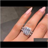 Wholesale Band Rings Drop Delivery European And American Boutique S925 Sterling Sier Zircon Engagement Wedding Ring Ladies Evening Party Jewelry S