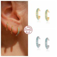Wholesale Aide Boho Turquoises Stone Small Stud Earrings For Women Wedding Bohemian Jewelry Sterling Silver Simple Round Gift