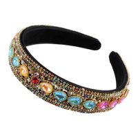 Wholesale Chunky Colorful Glass Rhinestone Bead Crystal Headbands for Women Fashion Teardrop Stone Black Band Hairbands Hair Jewelry