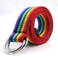 Wholesale Customized cm Rainbow Color Canvas Belt with Double D Ring