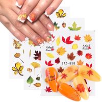Wholesale Perfections2pcs Autumn Leaf Nail Stickers Gold Maple Water Decals Fall Design Yellow Slider For Nails Tip Manicure Decorations NLSTZ856