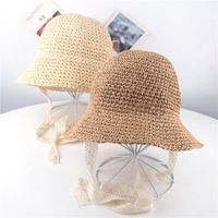 Wholesale Hair Accessories Summer Infant Girls Children Ribbons Breathable Hats Straw Kids Bucket Mut Cap Baby Beanie Girl Hat