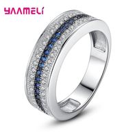 Wholesale Cluster Rings Trendy Blue Topaz Sterling Silver Woman Men S925 Ring Gemstone Pink Sapphire Party Jewelry Bague