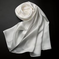 Wholesale Natural Mulberry Long Solid Color Large Shawls Wraps Satin Scarf Real Silk White Femme Ladies Fashion