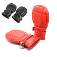 Wholesale NXY SM Bondage Pu Leather Bdsm Fist Mitts Boxing Gloves Lockable Padded Restraint Mittens Adult Sex Toys for Couples Fetish Roleplay0107