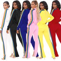 Wholesale Plus Size Pink Tracksuit Women s Tracksuits Two Piece Set Top and Pants Striped Casual Outfit Sports Suit Green Patchwork Women Sweatsuits Clothing