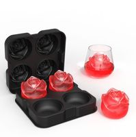 Wholesale 4 Grids Rose Ice Cube Tray Mold Bar Products D Silicone Soap Candle Molds Tools DIY Household Icemaker Whiskey Wine Decoration Accessories
