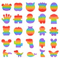 Wholesale All Design Rainbow Color Bubble Fidget Sensory Toy Adult Kids Desktop Party Game Funny Antistress Decompression Toys Gift
