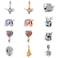 Wholesale Fits Pandora Bracelets pc Snake Unicorn Teapot Fox Love Heart Rose Crystal Charms Beads Silver Charms Bead For Women Diy European Necklace Jewelry Accessorie