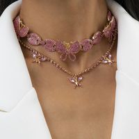Wholesale Pendant Necklaces necklace Jewelry hip hop diamond CUBAN CHAIN NELACE temperament simple micro Large Butterfly Nelace