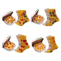 Wholesale Men s Socks One Size Pizza Box Personalized Design Funny Mid Calf Ankle Cotton For Kids Teens Adults Couple Dad Ladies