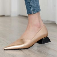 Wholesale Dress Shoes Microfiber Leather Strange Heel Ladies Pumps Fashion Black Gold Sexy Pointed Toe Basic Women