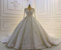 Wholesale High Quality Scoop Sheer Neck A line Wedding Gowns Modest Long Sleeves Illusion Lace Appliques Shining Beadings Bridal Dress Custom Made Plus Size Robe De Mariee
