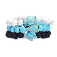 Wholesale Summer Style Sea Turtle Beads Bracelets For Women Men Classic MM Blue Natural Stone Elastic Friendship Bracelet Beach Jewelry