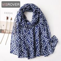 Wholesale Scarves Visrover Summer Beach Flower Blue Geometric Shawl Floral Print Scarf Hijab Head Boho Women Scarfs Wholesales