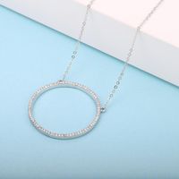 Wholesale Pendant Necklaces Ins Cubic Zirconia Big Circle For Women Gold Silvery Link Chain Ladies Long Necklace Party Jewelry Gift