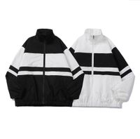 Wholesale Men s and Women s high quality stand up collar embroidery Jacket Cotton Black White Letter Print Jackets Classic Wild Couple Long Sleeves Oversized