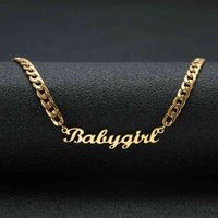 Wholesale Herringbone Arabic K Gold Plated Jewelry Stainls Steel Nameplate Character Custom Personalized Custom Charms Name Necklace