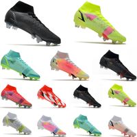 Wholesale Lace Up Mercurial Superfly VIII Mens Soccer Cleats Shoes Football boots SG PRO Anti Clog Youth Junior High Tops outdoor Steel Spike Stud Waterproof Plyknit