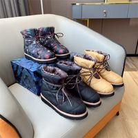 Wholesale 2021 Designer Women Pillow Boots Winter Ankle Boot Flowers Print Lace UP Shoes Outdoor Waterproof Down Luxury Keep Warm Cotton Snow Shoe With Box
