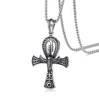Wholesale Pendant Necklaces x58mm Large Antique Silver Egyptian Ankh Pendants Necklace In Stainelss Steel Key Of Life Protection Jewelry